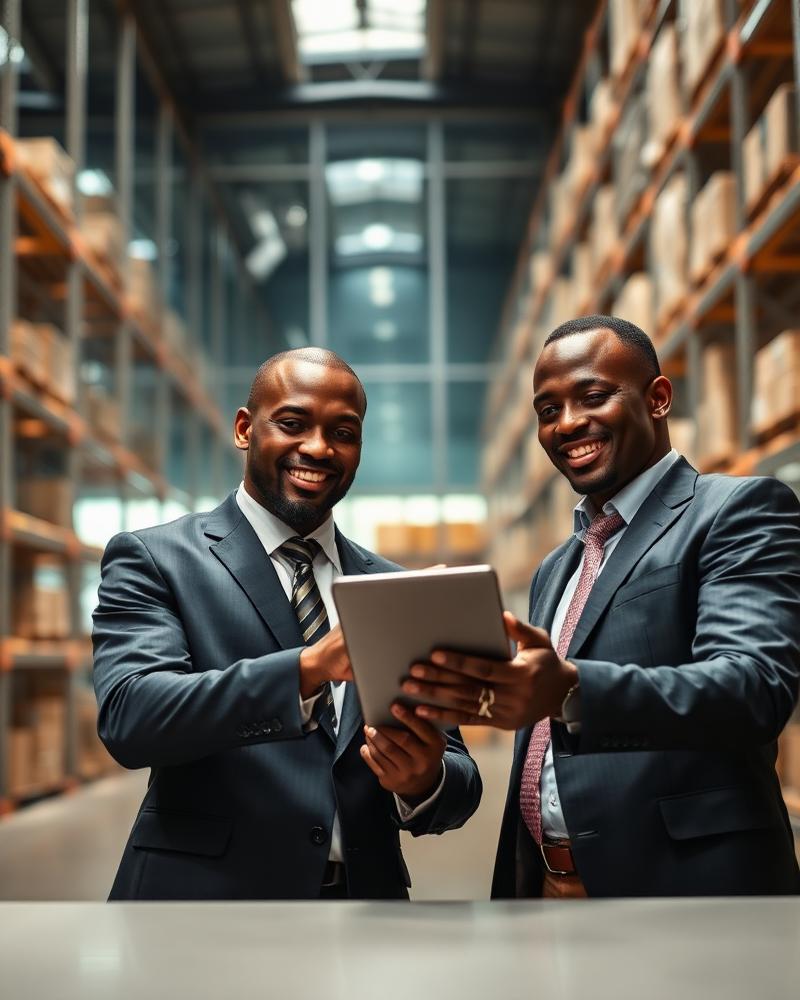 Procurement managers reviewing shipment manifests