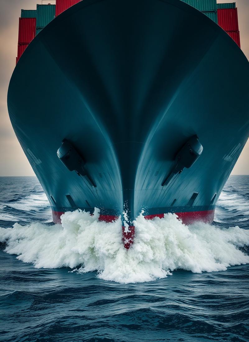 Bow of a container vessel